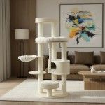 Ansamblu de joaca pisici, Meraki Home, Ivory Loft Tower, 69 x 69 x 161 cm