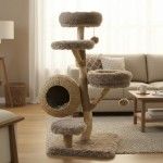 Ansamblu de joaca pisici, Meraki Home, Woodland Cocoon, 59 x 59 x 133 cm