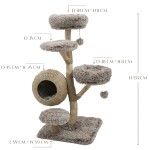 Ansamblu de joaca pisici, Meraki Home, Woodland Cocoon, 59 x 59 x 133 cm