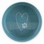 Castron ceramic Pet's Home 0.8 l/ 16 cm crem/verde 25051