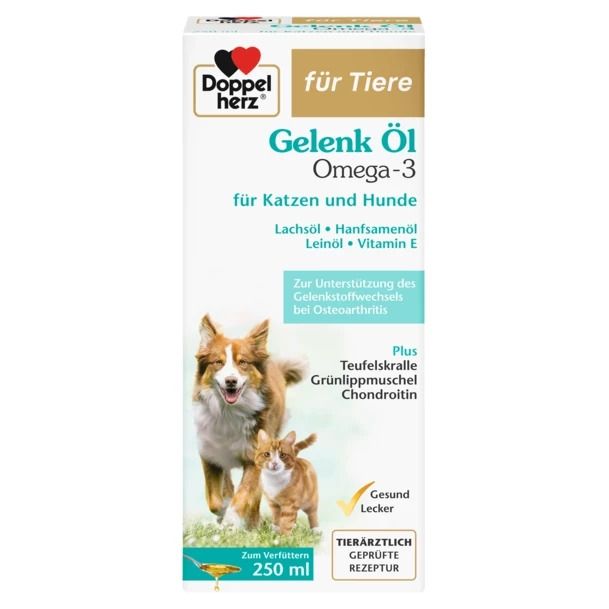 Doppelherz Vet, ulei cu Omega-3 pentru articulatii, pisici si caini, 250 ml