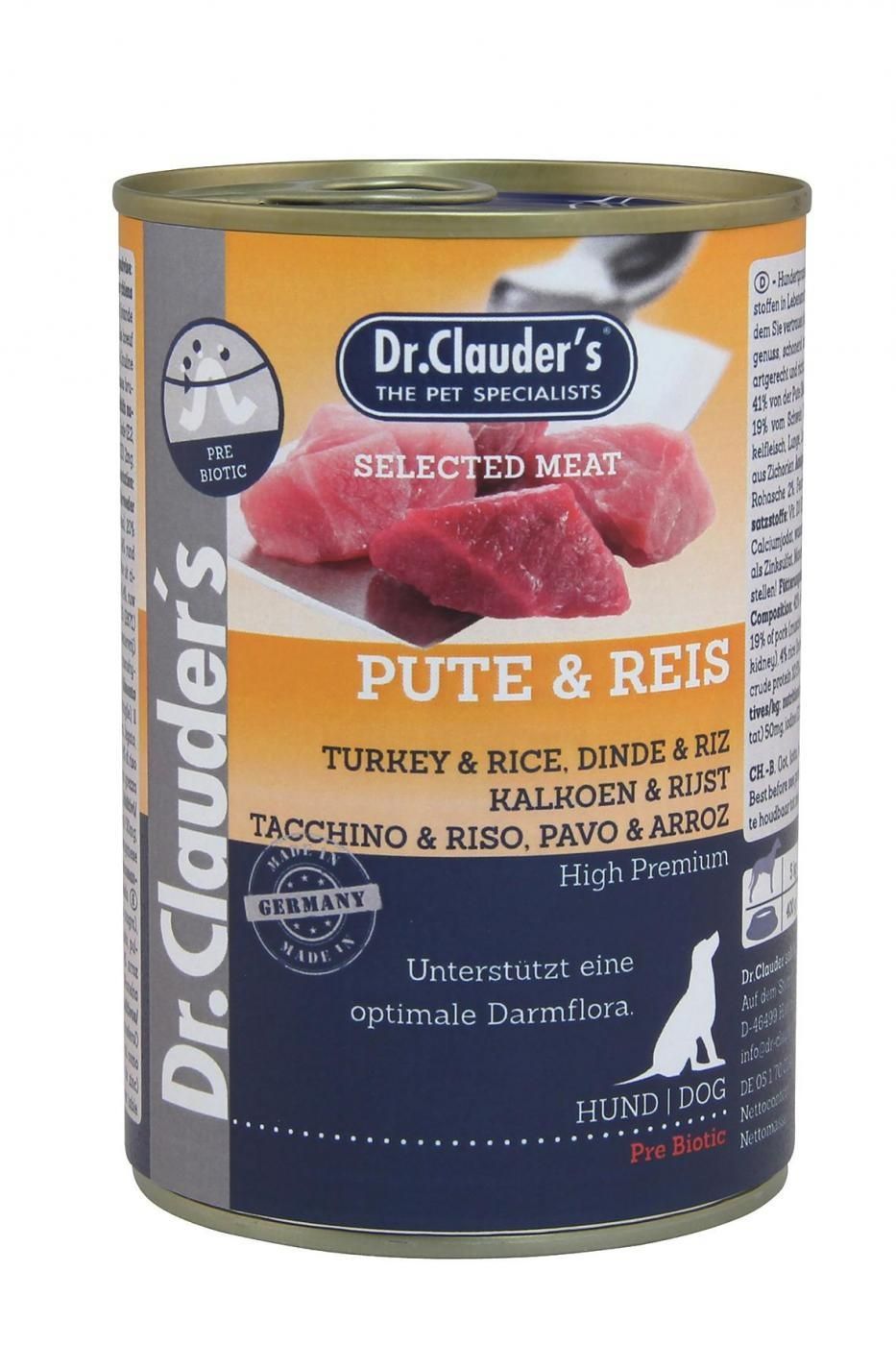 Dr. Clauder’s Dog Selected Meat Curcan & Orez, 400 g 400