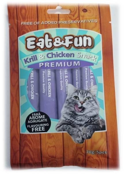 Recompense pisici, Eat & Fun Krill & Chicken Snack, 70 g
