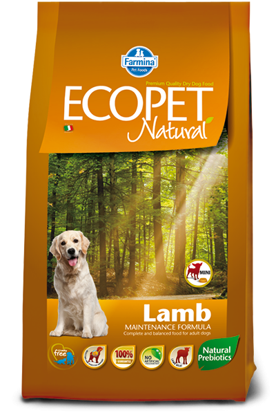 Ecopet Natural Dog Adult Mini Miel Si Orez, 2.5 Kg