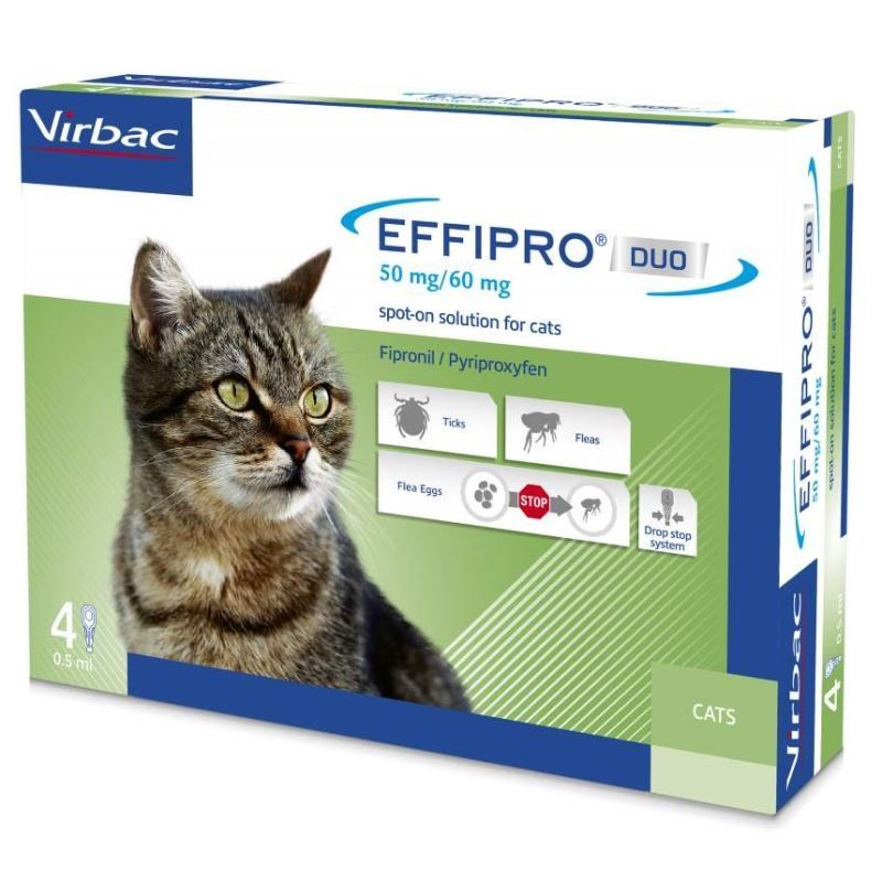 Effipro Duo Cat pipete antiparazitare pentru pisici, 4 pipete