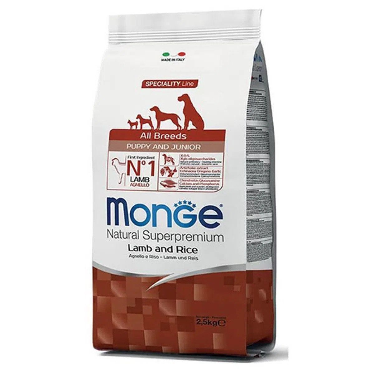 Monge Natural Superpremium All Breeds Puppy, Miel Si Orez, 2.5 Kg