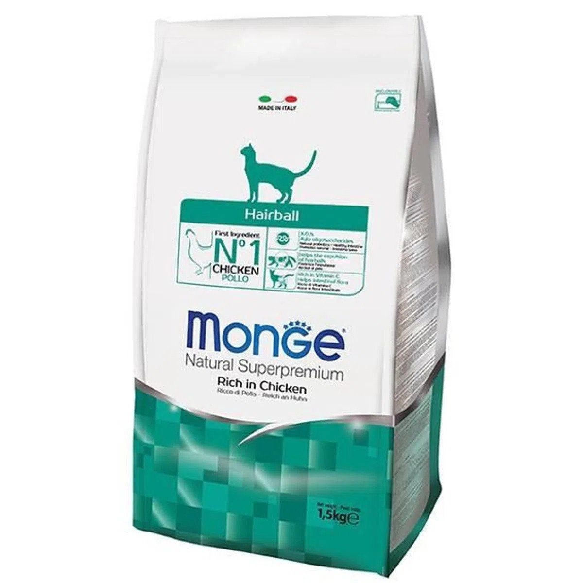 Monge Natural Cat Hairball, pui, 10 kg