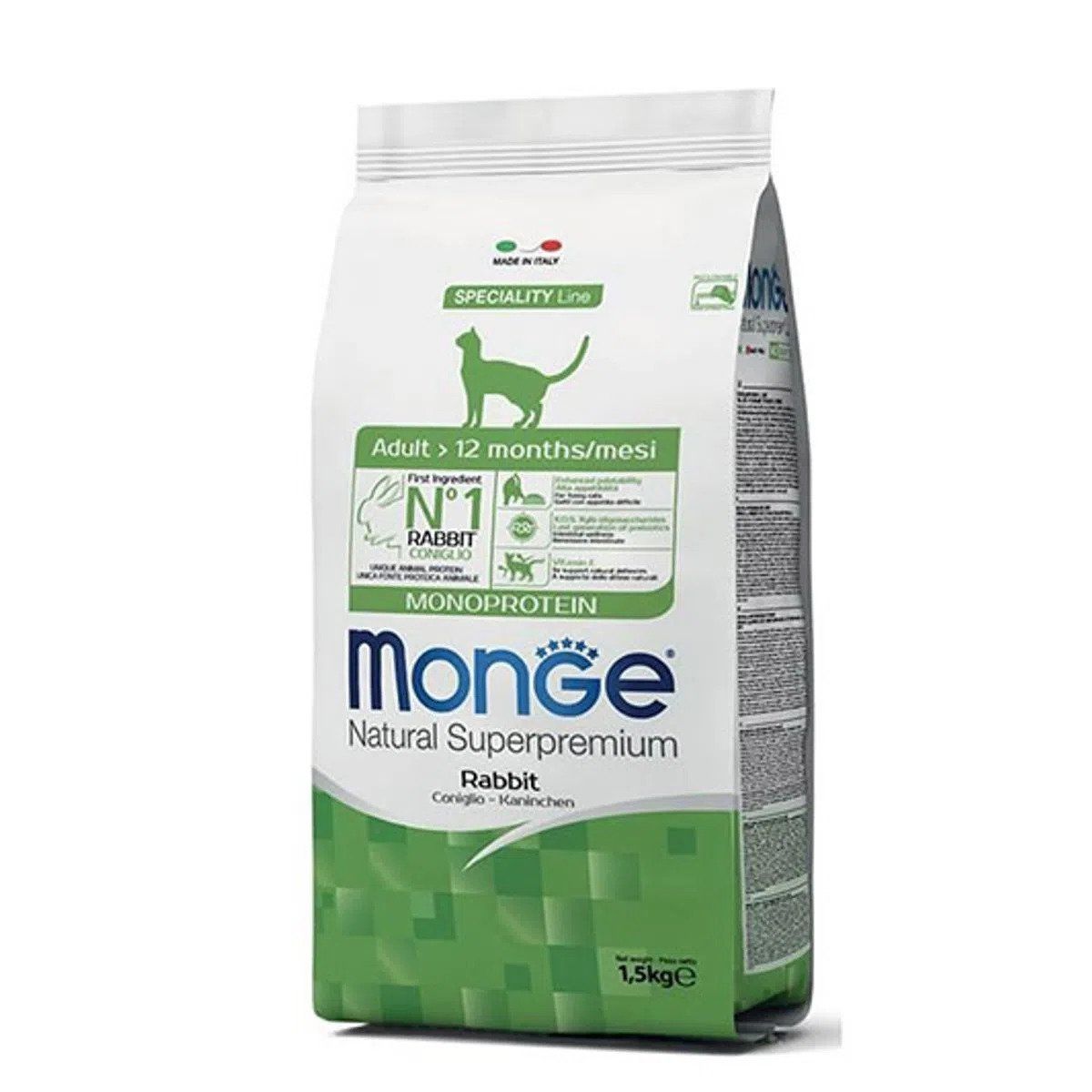 Monge Natural Monoprotein, Adult, Iepure, 1.5 Kg