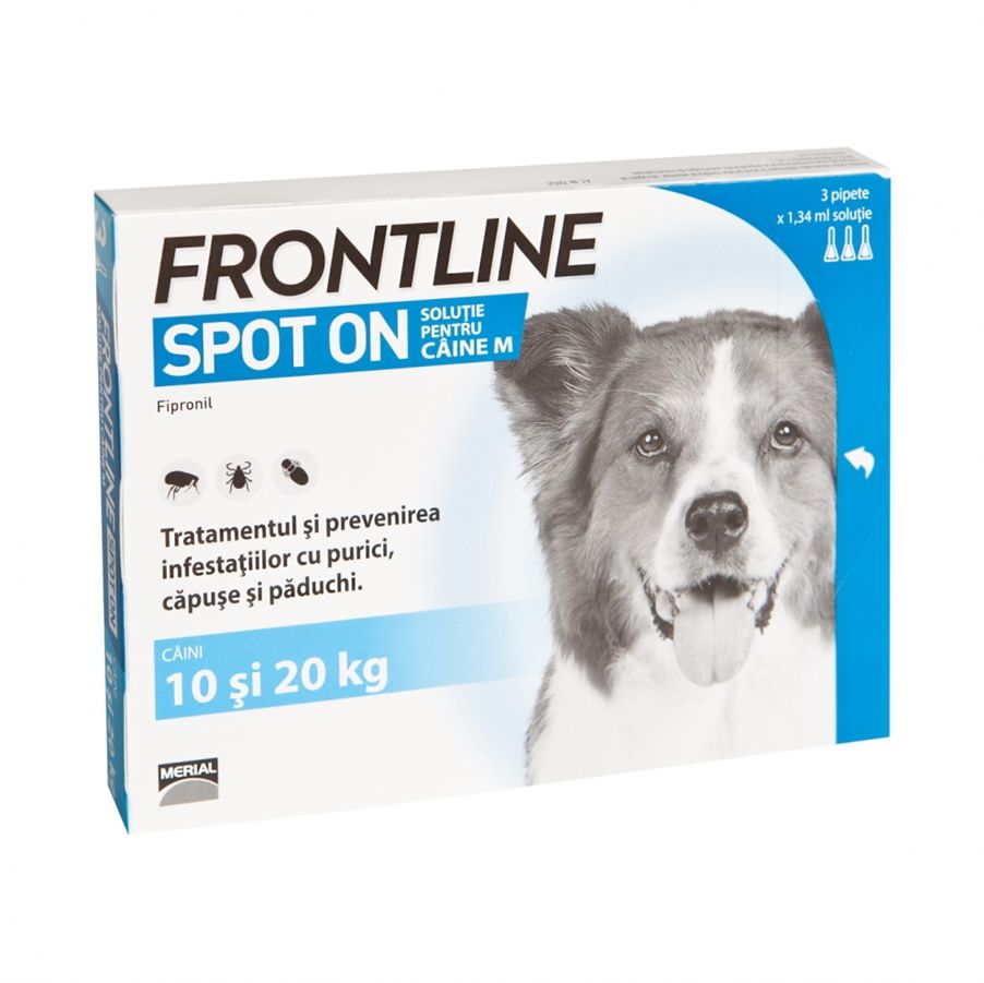 Frontline Spot On M (10-20 kg) – 3 Pipete Antiparazitare