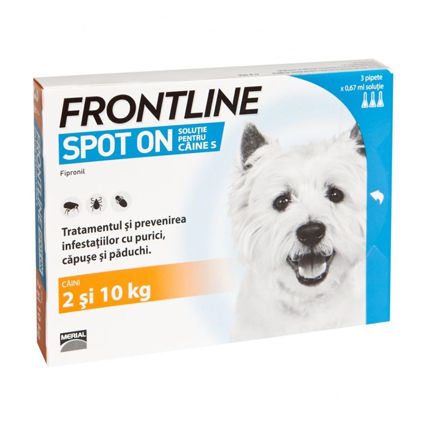 Frontline Spot On S (2-10 kg) – 3 Pipete Antiparazitare (2-10