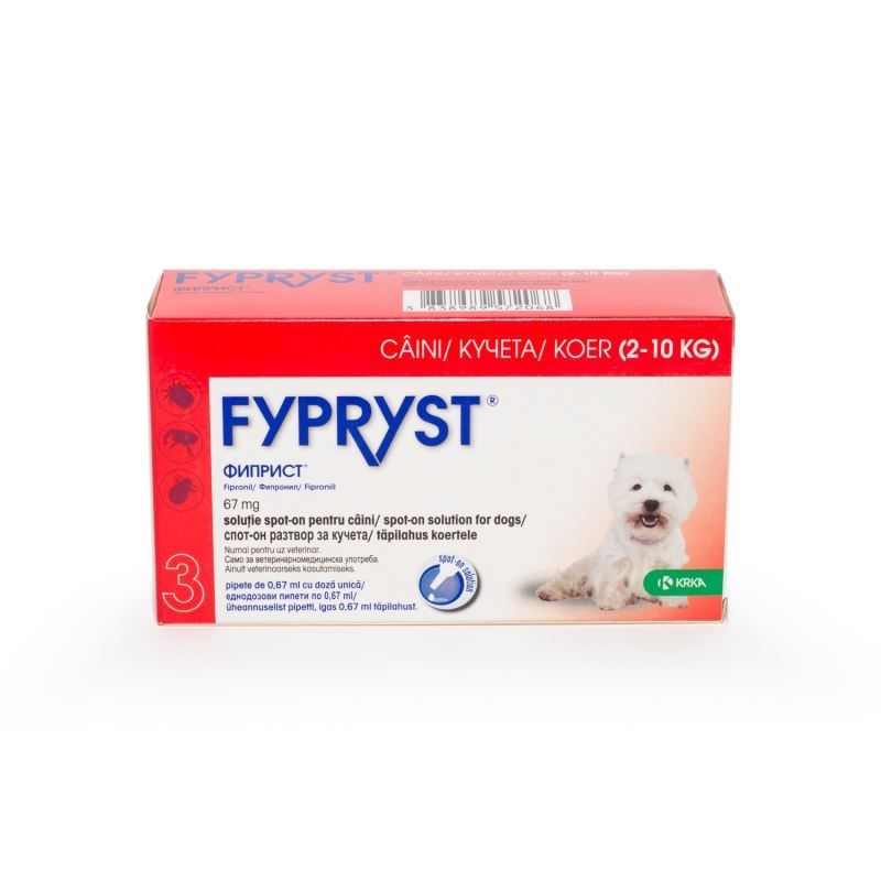 Fypryst Dog S 67mg antiparazitar extern caini talie mica (2 – 10 kg), 3 pipete 67mg imagine 2022