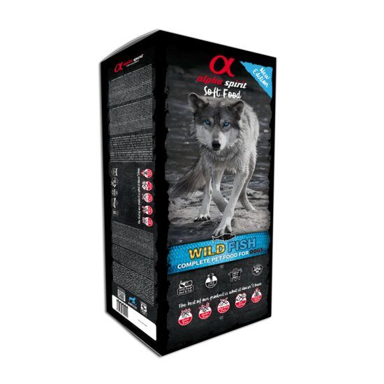 Hrană semi-umedă Premium pentru câine Alpha Spirit, pește sălbatic, 9 kg