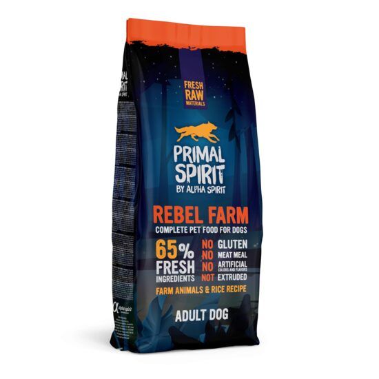 Hrană uscată Premium pentru câine Primal Spirit, Rebel Farm,cu pui,12 kg