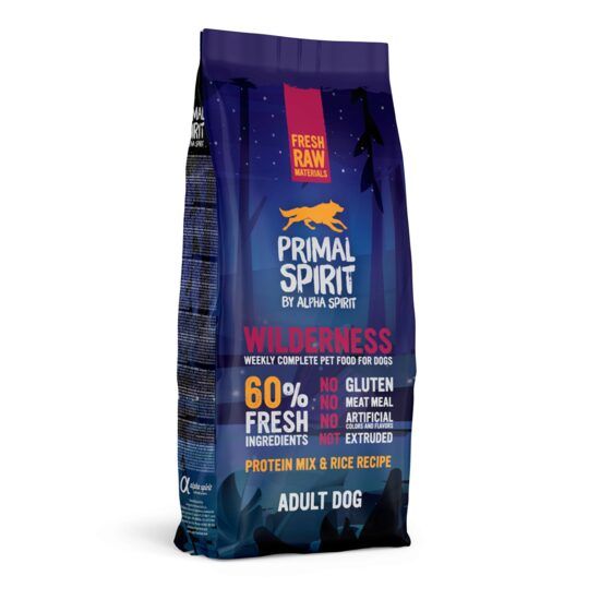 Hrană uscată Premium pentru câine Primal Spirit, Wilderness, cu porc, pui și pește, 12 kg