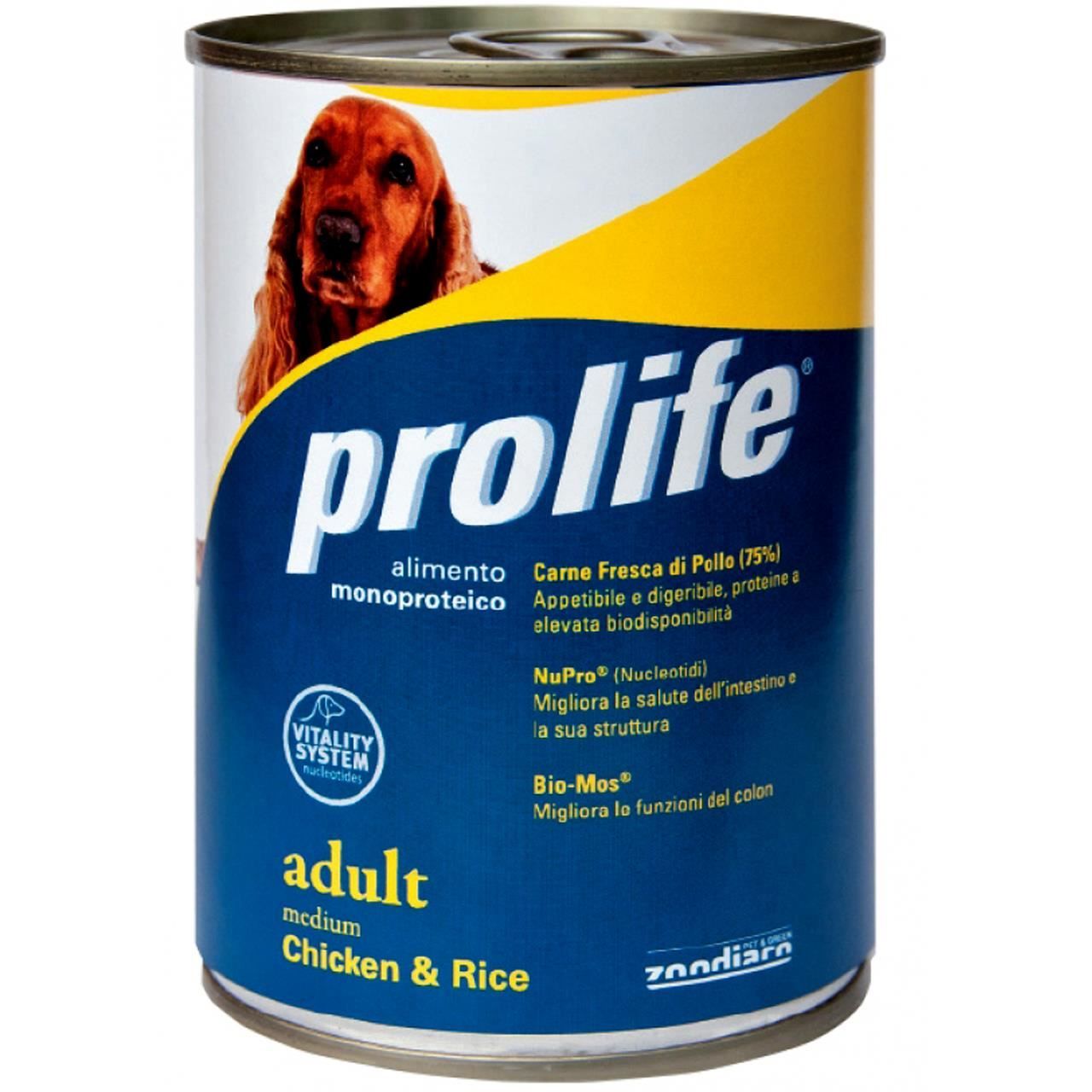 Hrana umeda pentru caini premium prolife dog adult medium pui si orez 400 g