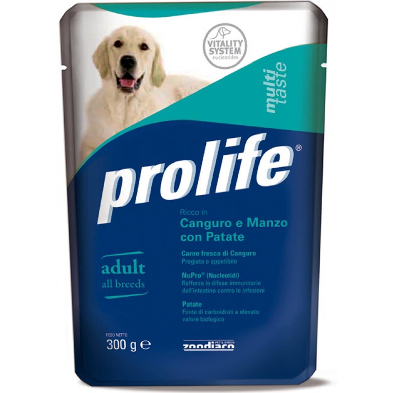 Hrana umeda pentru caini premium prolife dog plic cangur/vita/cartofi 300 gr