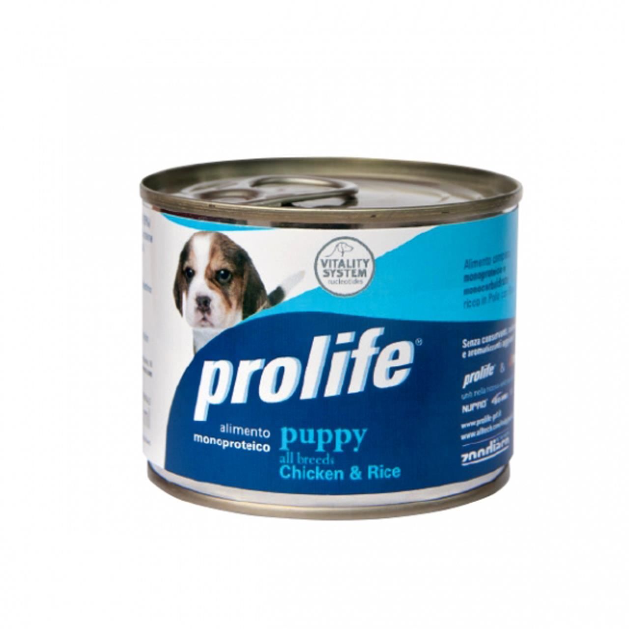 Hrana umeda pentru caini premium prolife dog puppy chicken & rice 200 g