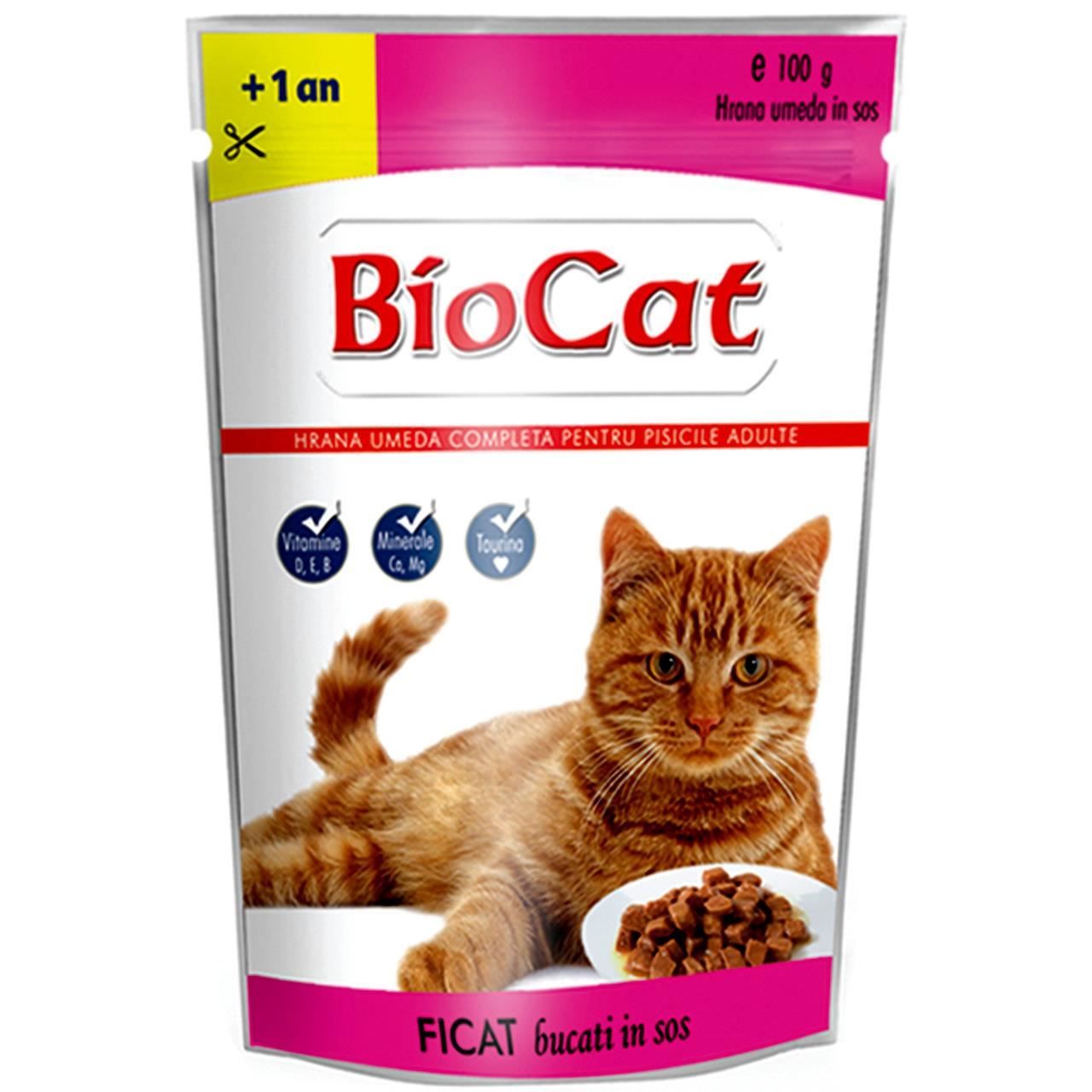 Hrana Umeda Pentru Pisici Biocat Plic Ficat In Sos 100 g (plic)