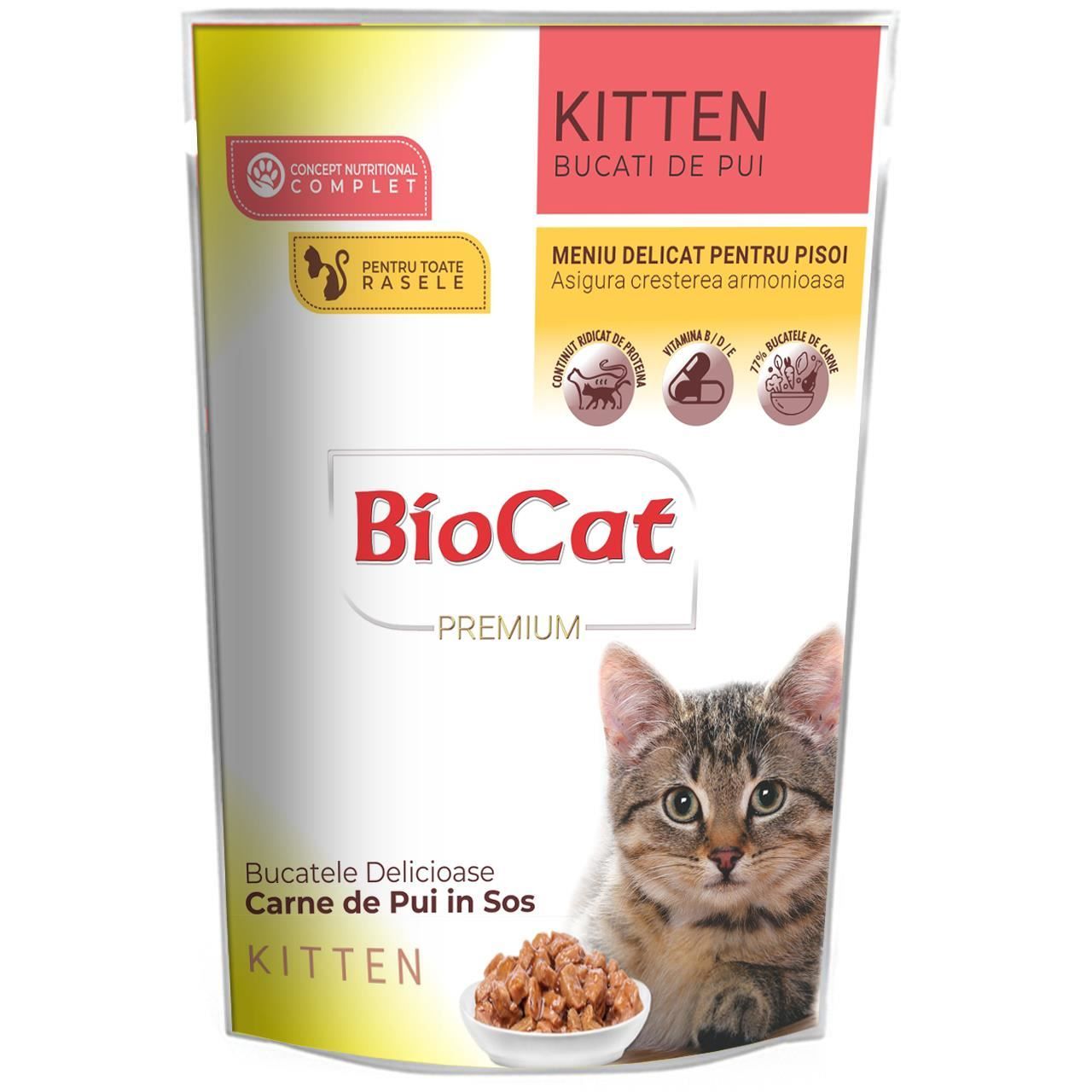 Bio Cat Plic Kitten Pui In Sos, 85 g