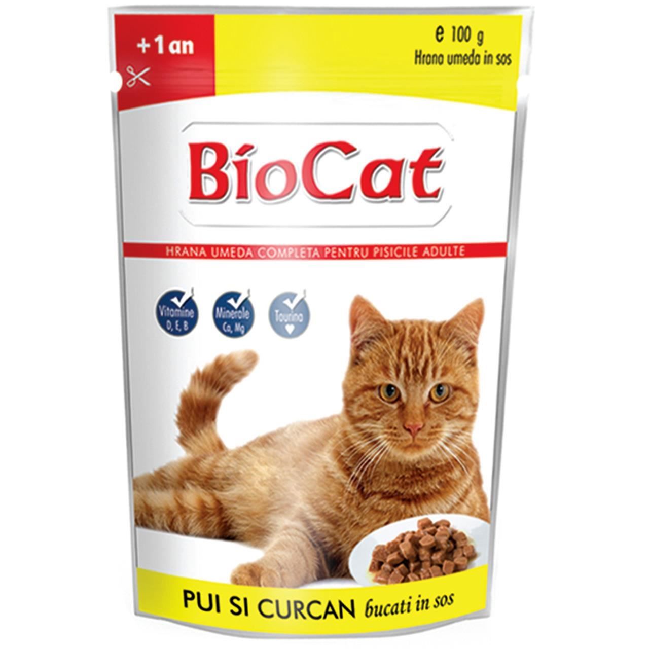 Bio Cat Plic Pui & Curcan In Sos, 100 g 100 imagine 2022