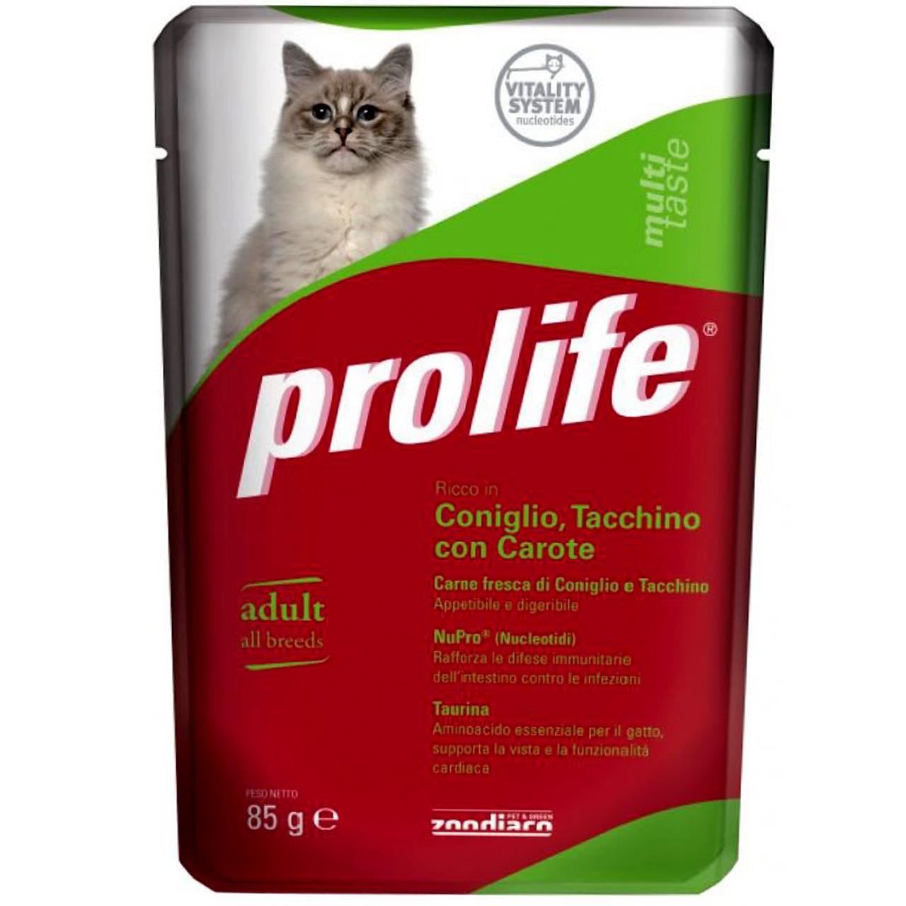 Hrana umeda pentru pisici premium prolife plic adult iepure & curcan & morcovi 85gr/26612