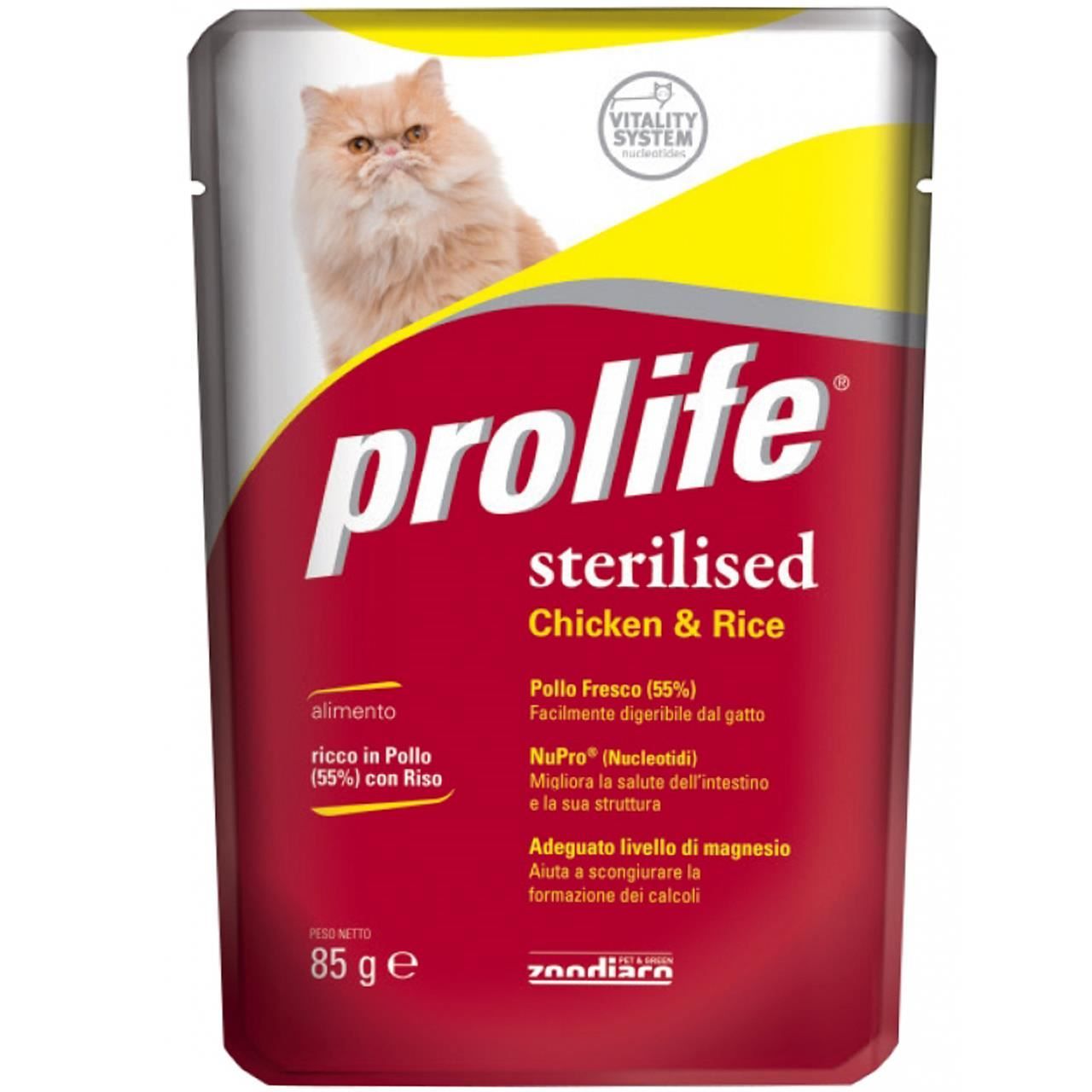 Hrana Umeda Pentru Pisici Premium Prolife Sterilizate Pui Si Orez Plic 85gr/33238