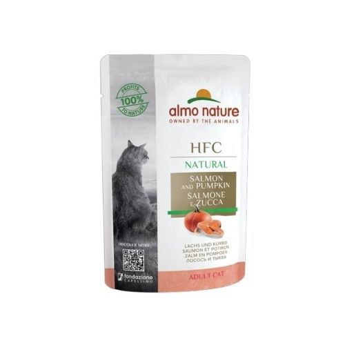 Hrana umeda pisici Almo Nature HFC Plic Somon si Dovleac, 55 g