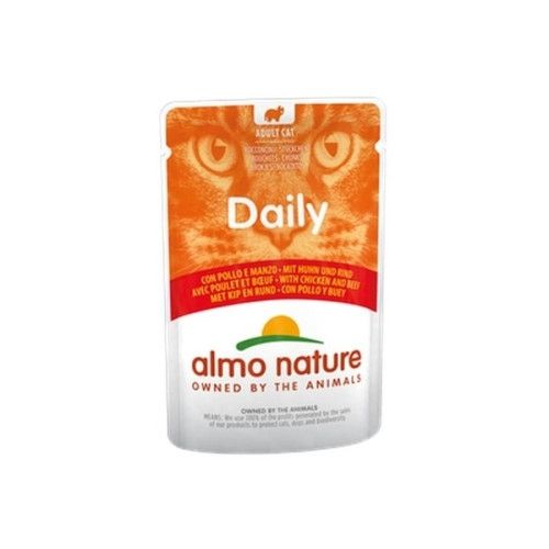 Hrana umeda pisici Almo Nature Daily Cat Plic Pui si Vita, 70 g