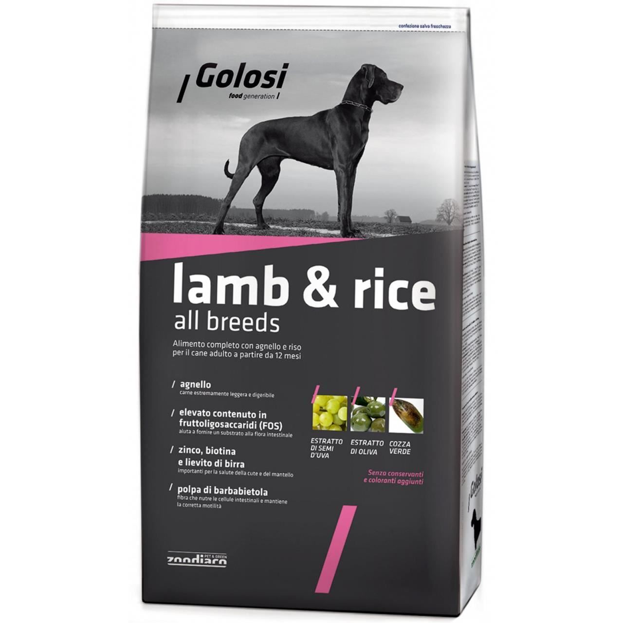 Hrana Uscata Premium Pentru Caini Golosi Dog Lamb & Rice, 12 kg Caini