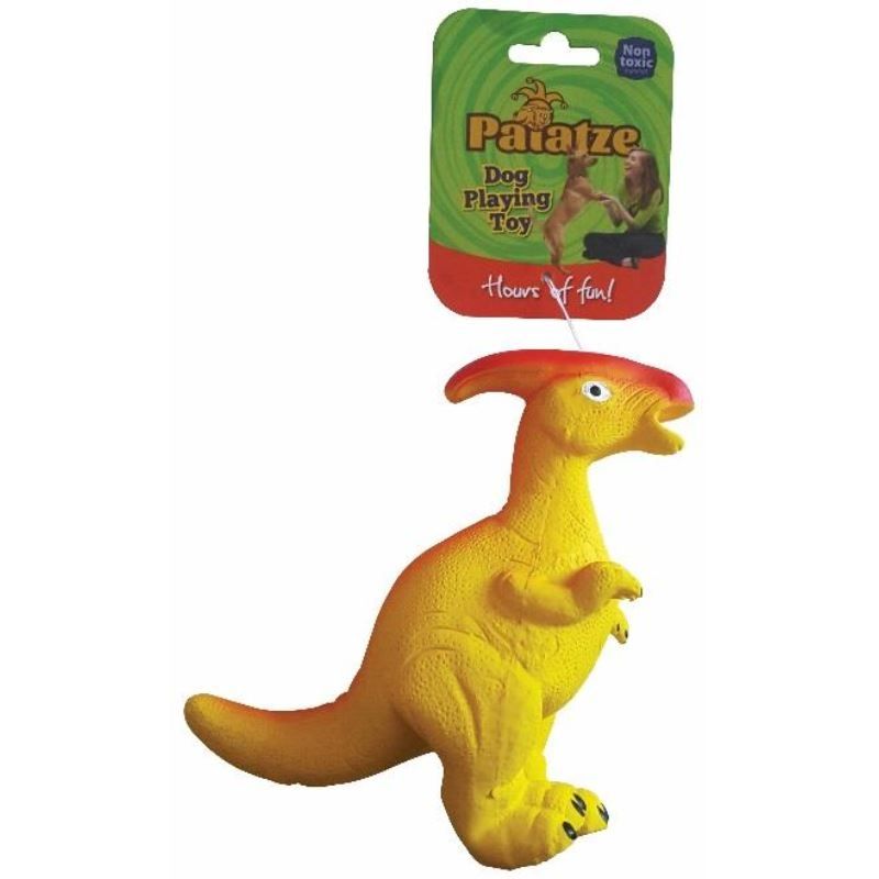 Jucarie Paiatze Dog Dinozaur Latex, galben, 22 cm Dinozaur imagine 2022