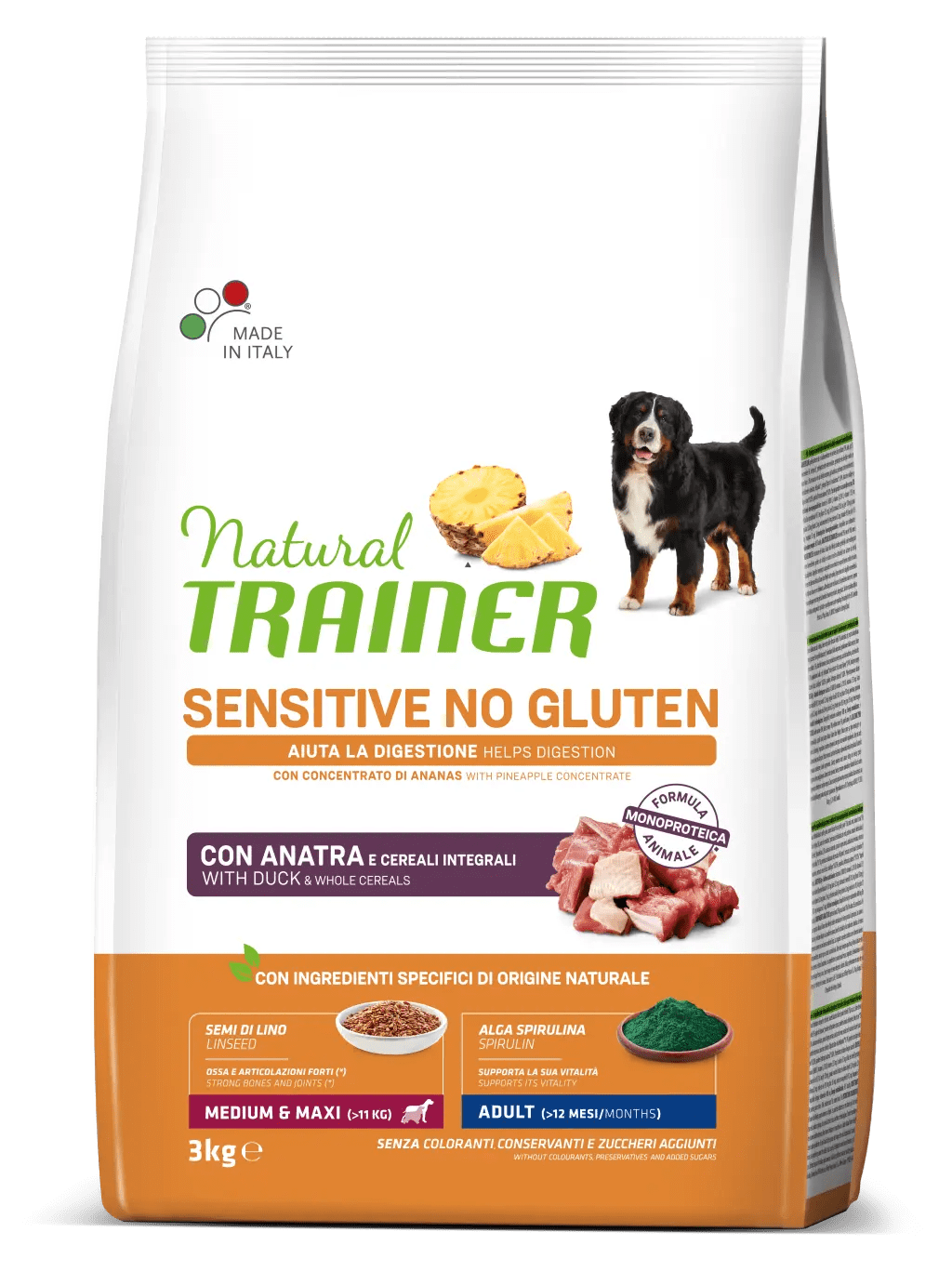 Natural Trainer, Sensitive No Gluten Medium Maxi Adult, Rata, 3 kg