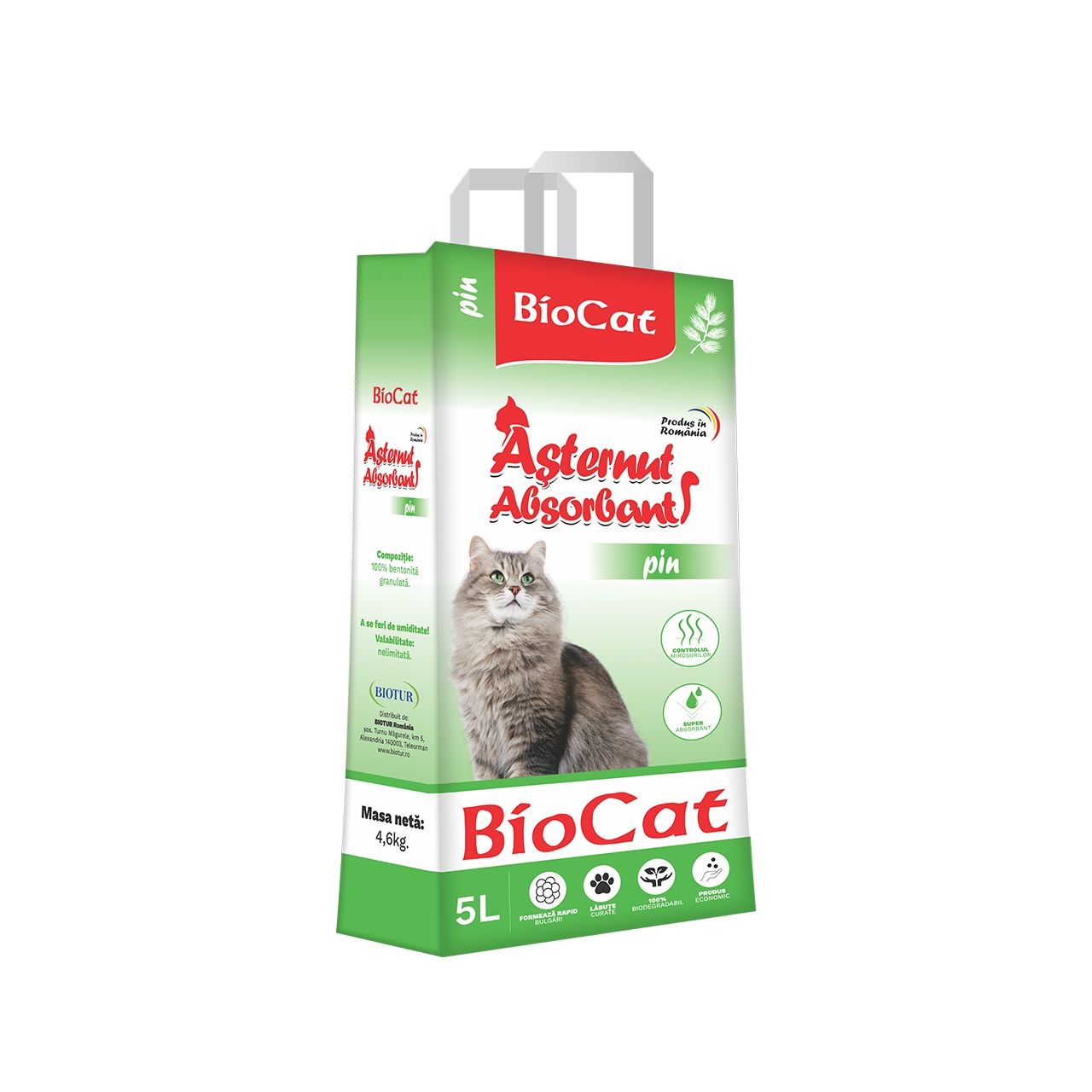 Asternut Litiera Pisici, Nisip Biocat, Pin, 5 L