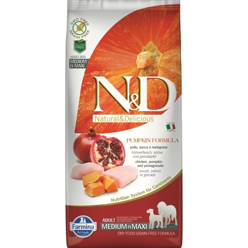 N&D Dog GF Pumpkin Chicken & Pomegranate Adult Medium Maxi, 12 kg Adult