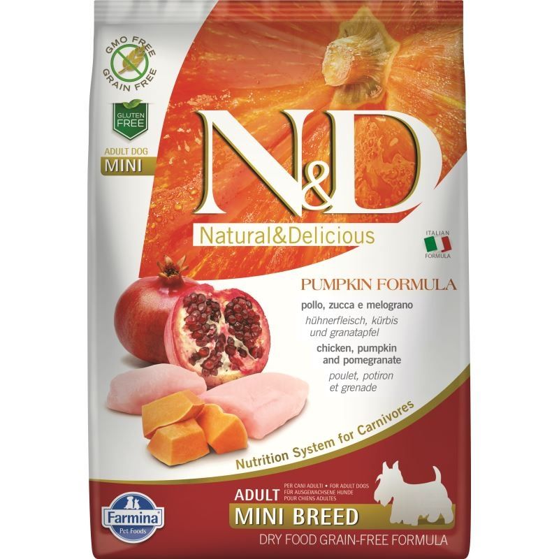 N&D Dog GF Pumpkin Chicken & Pomegranate Adult Mini, 7 kg Adult imagine 2022