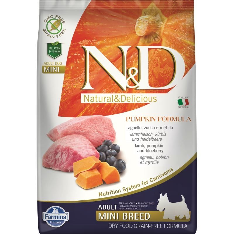 N&D Dog GF Pumpkin Lamb & Blueberry Adult Mini, 7 kg Adult imagine 2022