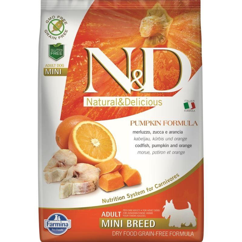 N&D Dog GF Pumpkin Codfish & Orange Adult Mini, 7 kg Adult imagine 2022