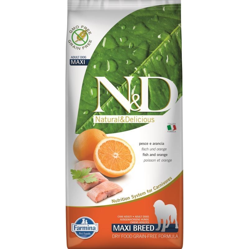 N&D Dog GF Fish & Orange Adult Maxi, 12 Kg