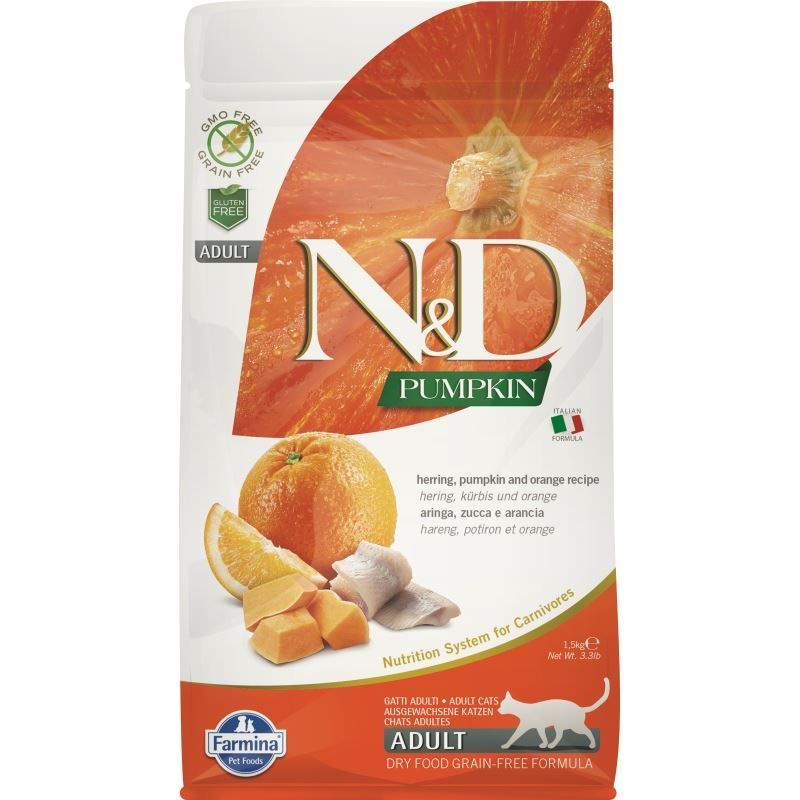 N&D Cat Grain Free, Pumpkin and Herring, 1.5 kg