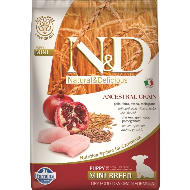 N&D Dog LG Chicken & Pomegranate Puppy Mini, 7 kg câini