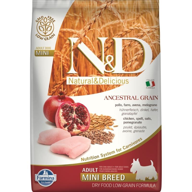 N&D Ancestral Grain Dog Chicken, Spelt, Oats And Pomegranate Adult Mini, 7 kg Adult