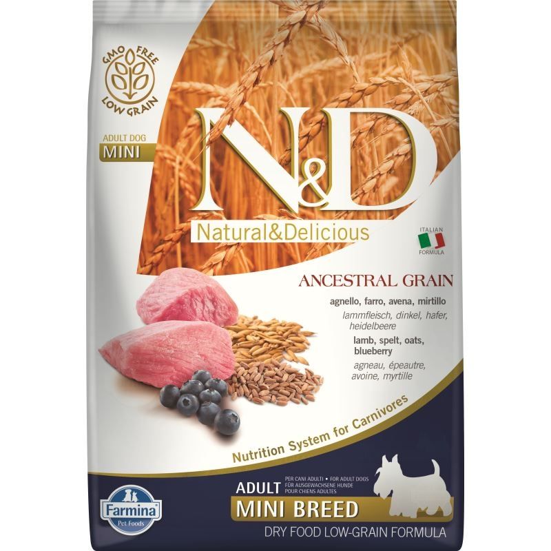 N&D Ancestral Grain Dog Lamb, Spelt, Oats And Blueberry Adult Mini, 7 Kg