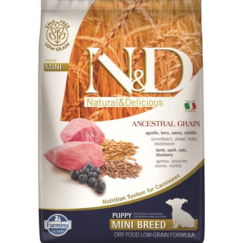 N&D Ancestral Grain Dog Lamb, Spelt, Oats & Blueberry Puppy Mini, 7 Kg