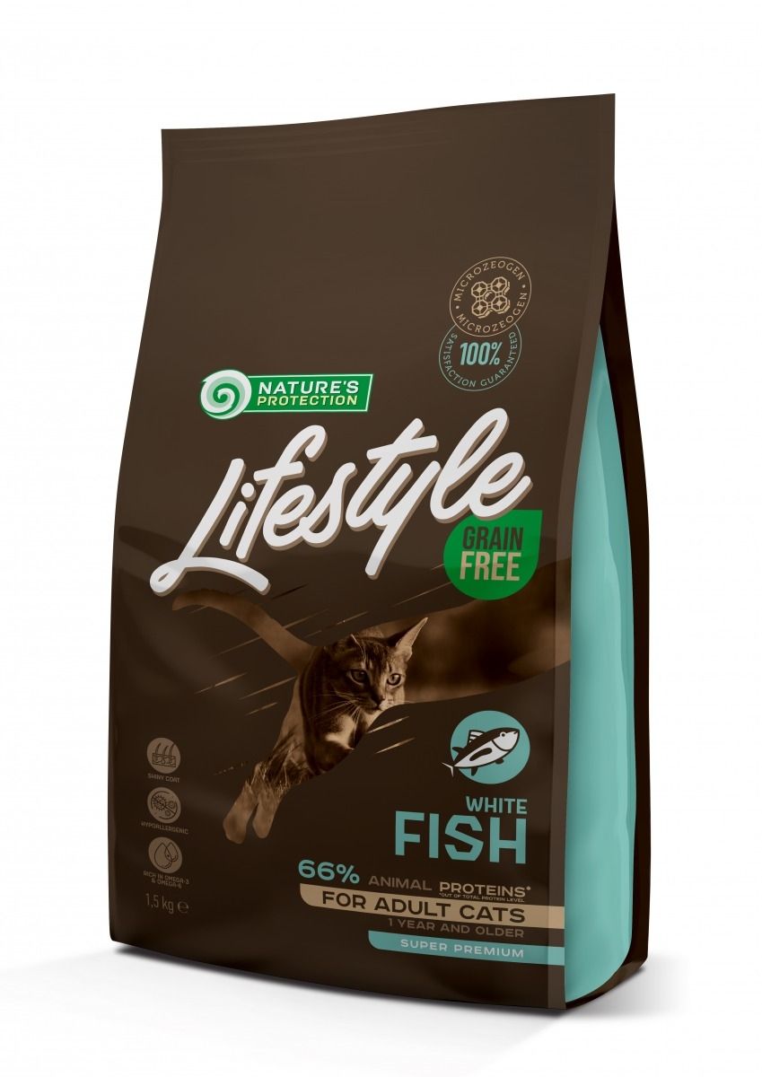 Nature's Protection Lifestyle Grain Free Adult Cat White Fish, 7 kg