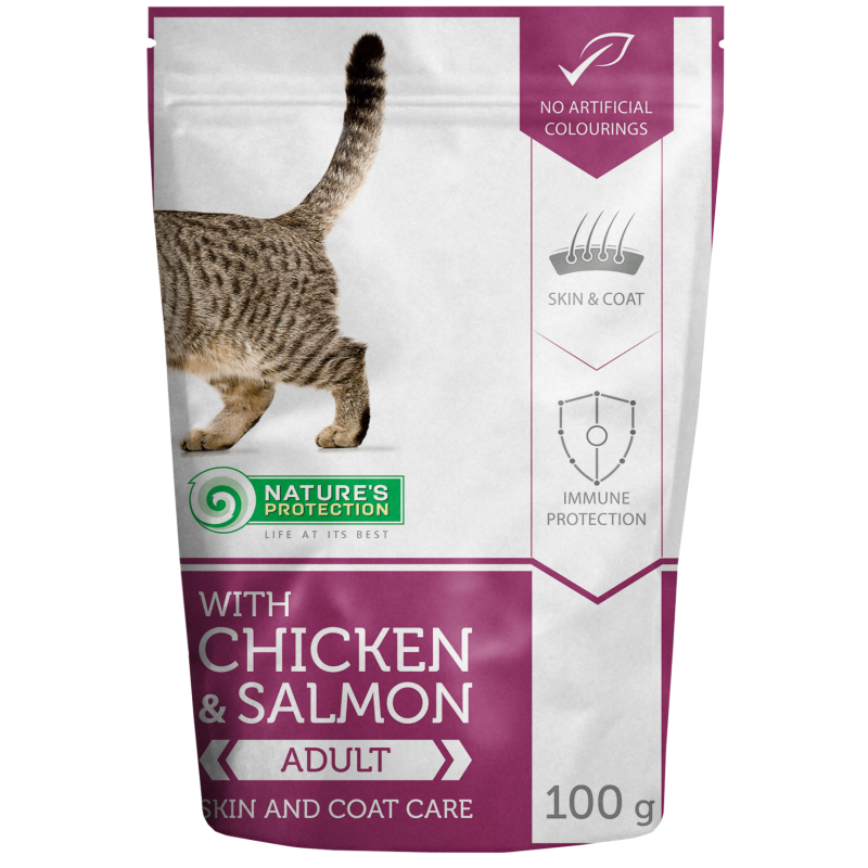 Nature’s Protection Cat Skin and Coat Chicken & Salmon, 100 g 100 imagine 2022