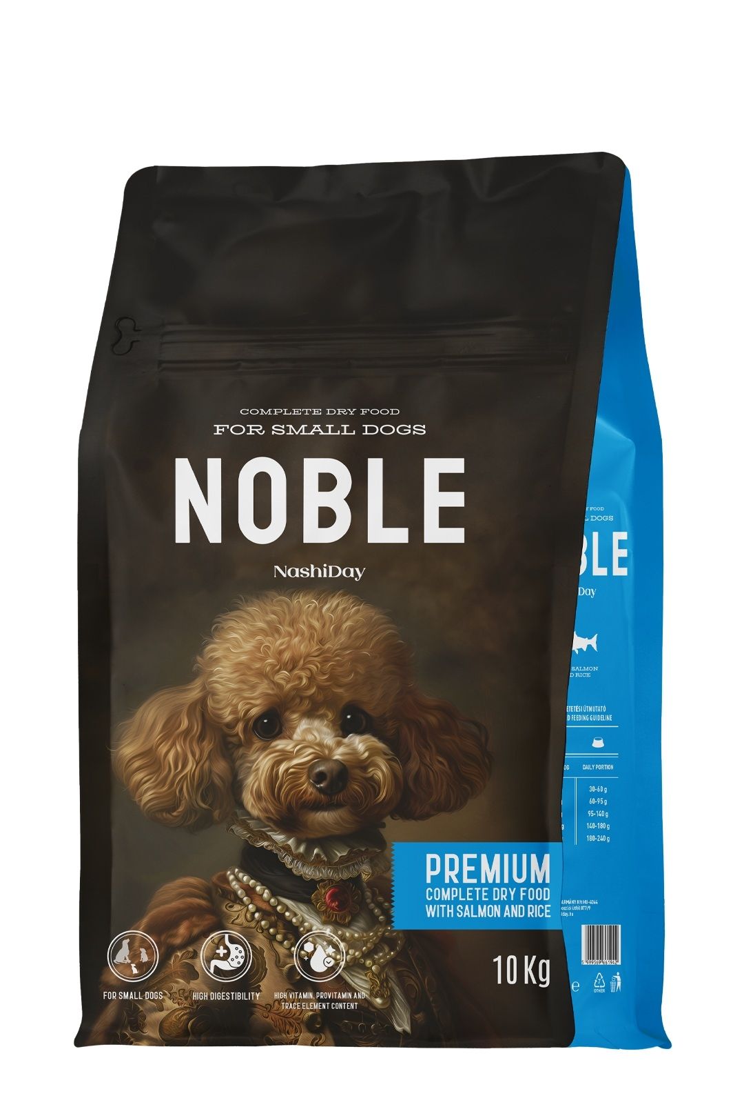 Hrana Premium Uscata Caini, NashiDay Noble, Talie Mica, Somon si Orez, 10 kg