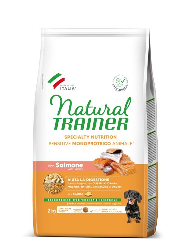 Hrana Uscata Caini, Natural Trainer, Sensitive No Gluten Mini & Toy Adult, Somon, 2 kg