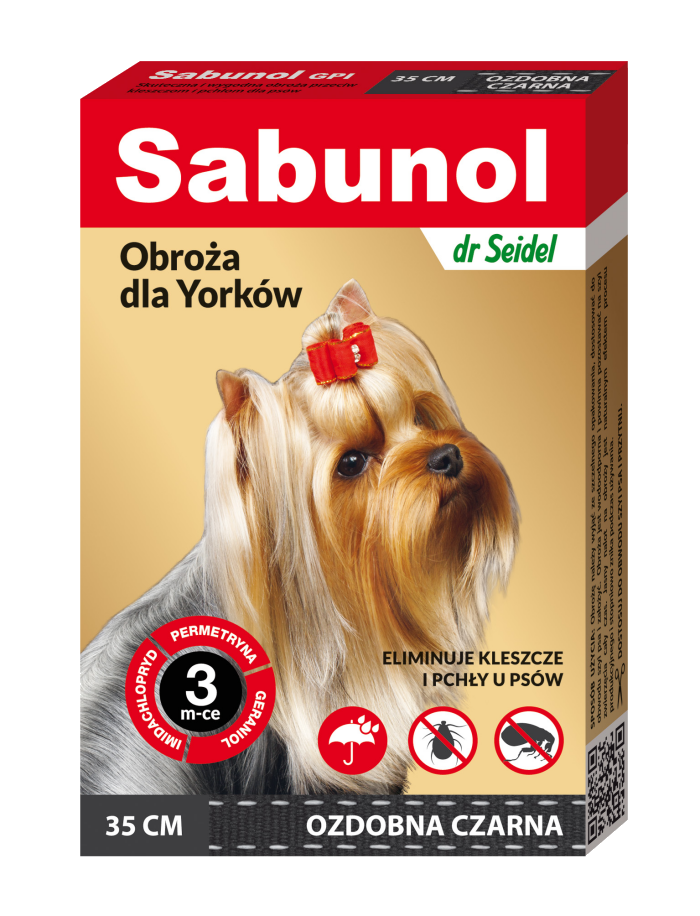 Sabunol Dog GPI, Zgarda Antiparazitara Caini 2-10 kg, Culoare Negru (35cm)