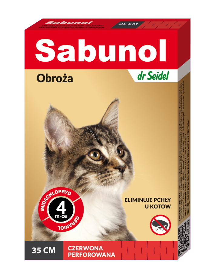 Sabunol Cat, Zgarda Antiparazitara Pisici, Culoare Rosu (35cm)