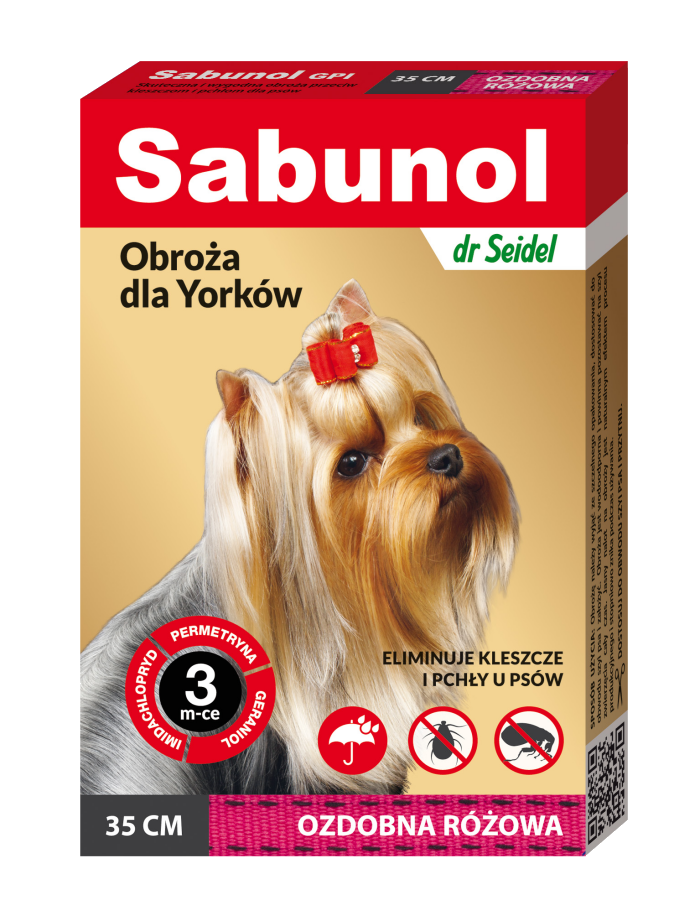 Sabunol Dog GPI, Zgarda Antiparazitara Caini 2-10 kg, Culoare Roz (35cm)