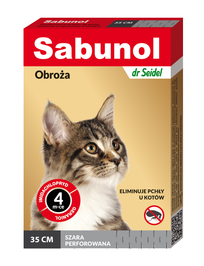 Sabunol Cat, Zgarda Antiparazitara Pisici, Culoare Gri (35cm)